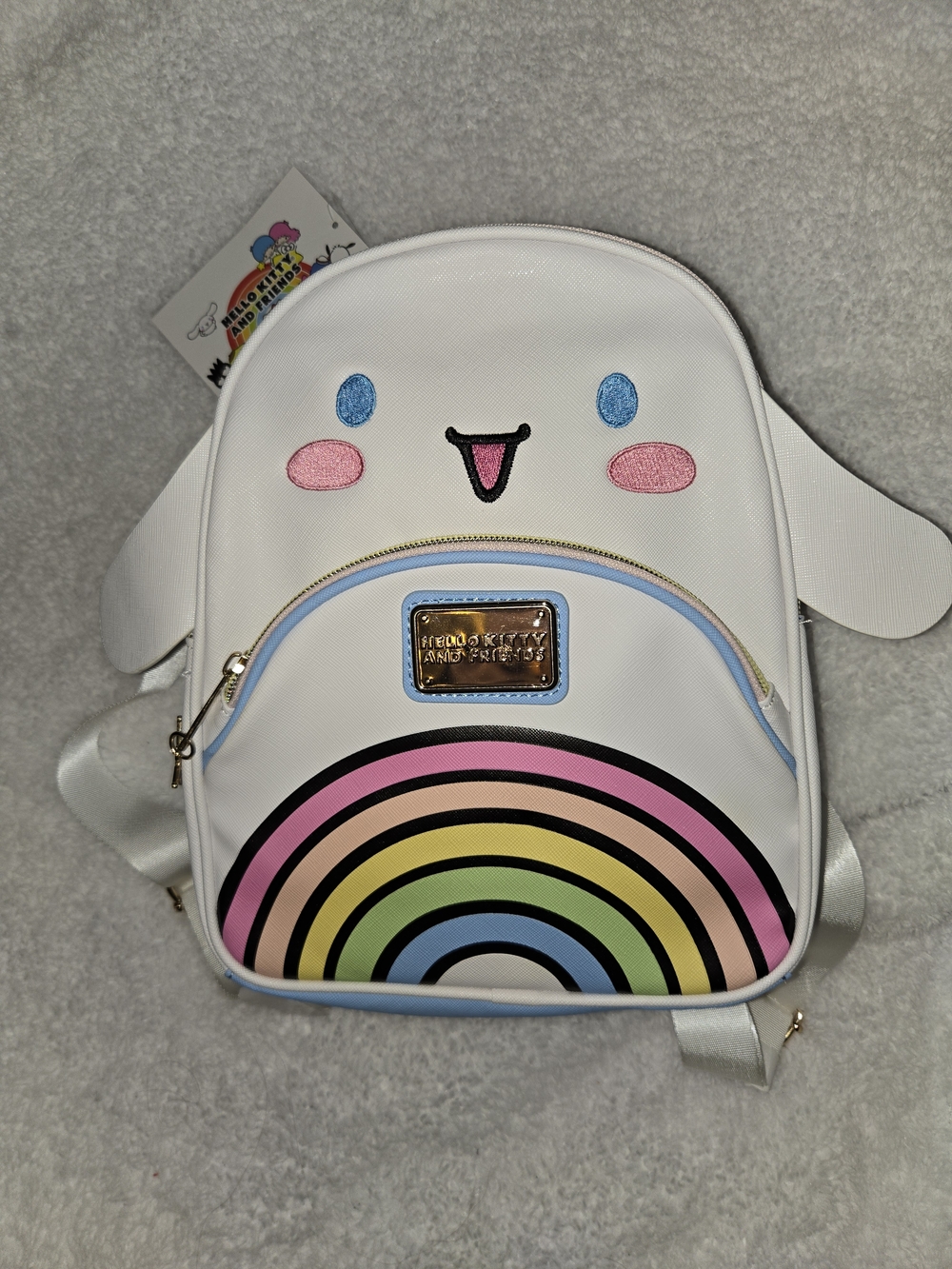 Sanrio Cinnamoroll Rainbow Face Backpack with Pastel Accents